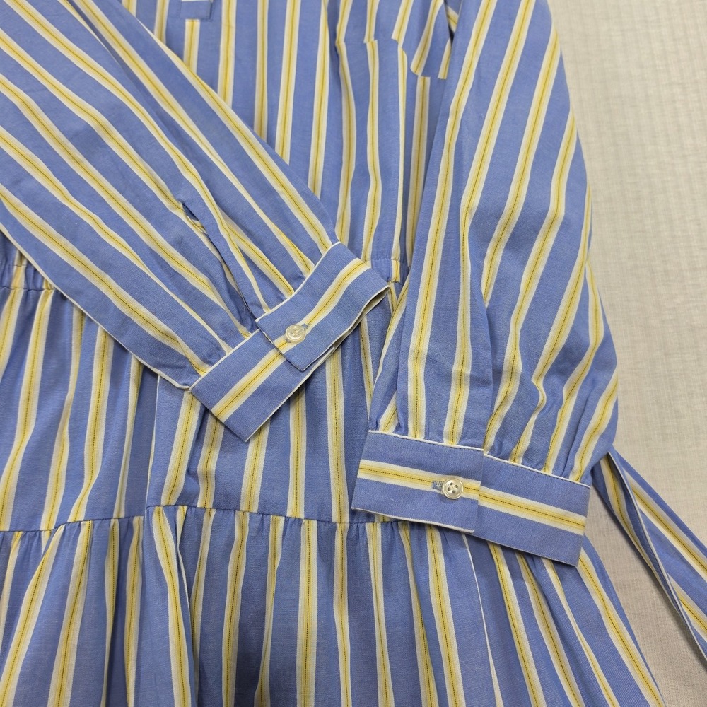 NWT Eliza J Blue Yellow Stripe Tiered Shirtdress Belt Pockets 4 Preppy Coastal - Picture 7 of 15